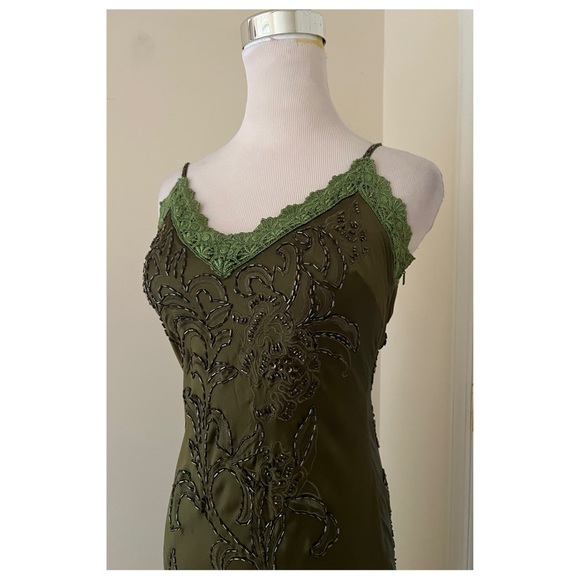 Sue Wong Elegant Olive Green Beaded Evening Gown - Picture 12 of 14